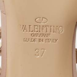 Pre Owned Valentino Two Tone Patent and Leather Rockstud Ankle Strap Pumps Size 37