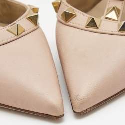 Pre Owned Valentino Pink Leather Rockstud Ankle Strap Pumps Size 36