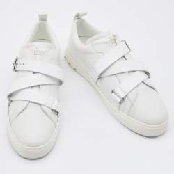 مملوكة مسبقًا حذاء رياضي فالنتينو روكستد جلد وردي/أبيض عنق منخفض مقاس 37.5