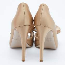 Pre Owned Valentino Beige Satin Bow D'orsay Pumps Size 37