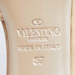 Pre Owned Valentino Beige Satin Bow D'orsay Pumps Size 37