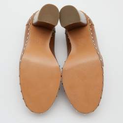 Pre Owned Valentino Brown Leather Rockstud Loafer Pumps Size 38.5