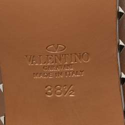 Pre Owned Valentino Brown Leather Rockstud Loafer Pumps Size 38.5