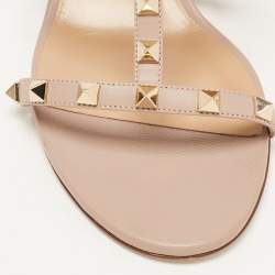 Pre Owned Valentino Pink Leather Rockstud Strappy Sandals Size 41