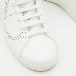 Pre Owned Valentino White/Pink Leather Backnet Sneakers Size 38.5