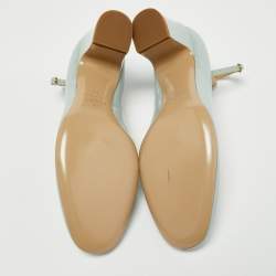 Pre Owned Valentino Light Blue Patent Leather Tan-Go Pumps Size 40
