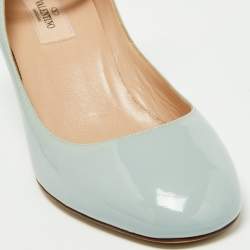 Pre Owned Valentino Light Blue Patent Leather Tan-Go Pumps Size 40