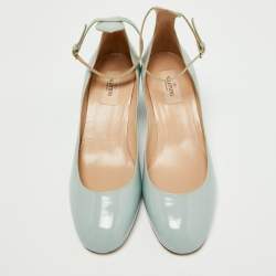 Pre Owned Valentino Light Blue Patent Leather Tan-Go Pumps Size 40