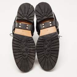 Pre Owned Valentino Black Quilted Leather Rockstud Buckle Details Ankle Boots Size 39  