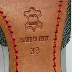 Pre Owned Valentino Black/Green Lace and Satin Bow Slingback Pumps Size 39