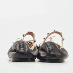 Pre Owned Valentino Black Leather Rockstud Mary Jane Ballet Flats Size 41.5