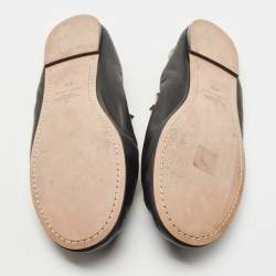Pre Owned Valentino Black Leather Rockstud Mary Jane Ballet Flats Size 41.5