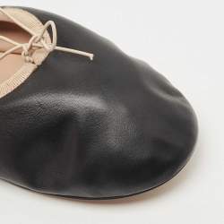 Pre Owned Valentino Black Leather Rockstud Mary Jane Ballet Flats Size 41.5