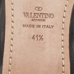 Pre Owned Valentino Black Leather Rockstud Mary Jane Ballet Flats Size 41.5