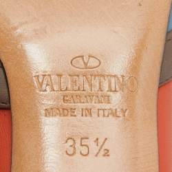 Pre Owned Valentino Multicolor Leather Rockstud Ankle Strap Pumps Size 35.5