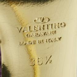 Pre Owned Valentino Metallic Purple Embossed Snakeskin Open Toe D'orsay Pumps Size 36.5