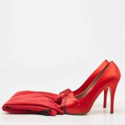 Valentino Red Pleated Satin Peep Toe Pumps Size 39