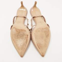 Pre Owned Valentino Beige Leather Rockstud Strappy Mules Size 37