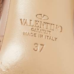 Pre Owned Valentino Beige Leather Rockstud Strappy Mules Size 37