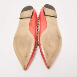 Pre Owned Valentino Red Patent Leather Rockstud Ballet Flats Size 38