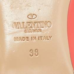 Pre Owned Valentino Red Patent Leather Rockstud Ballet Flats Size 38