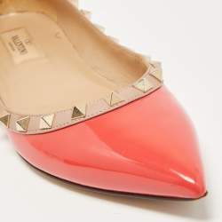 Pre Owned Valentino Red Patent Leather Rockstud Ballet Flats Size 38