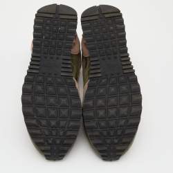 Pre Owned Valentino Multicolor Camouflage Suede,Canvas and Leather Rockrunner Low Top Sneakers Size 38