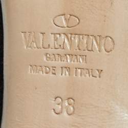 Pre Owned Valentino Black Laser Cut Suede Ankle Length Boots Size 38