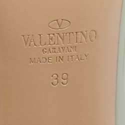 Pre Owned Valentino Green Patent Leather Rockstud Strappy Pumps Size 39