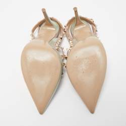 Pre Owned Valentino Green Patent Leather Rockstud Strappy Pumps Size 39