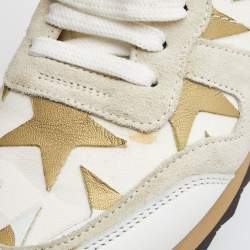 Pre Owned Valentino Two Tone Canvas and Leather Camustars Rockrunner Sneakers Size 39