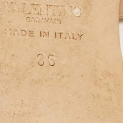 Pre Owned Valentino Off White Patent Leather Rockstud Flat Slides Size 36