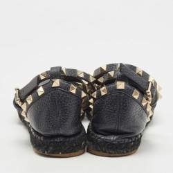 Pre Owned حذاء إسبادريل فالنتينو روكستد جلد أسود مقاس 37