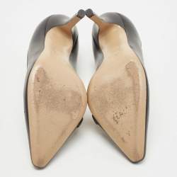 Pre Owned Valentino Black/Beige Leather Studded Pointed Toe Pumps Size 35