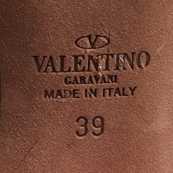 Pre Owned Valentino Black Leather Embroidered Sequin/Stars Ankle Length Boots Size 39