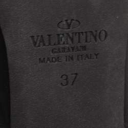 Pre Owned Valentino Black Leather Rockstud Strappy Pumps Size 37