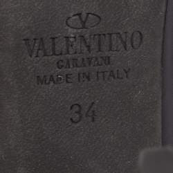 Pre Owned Valentino Black Leather Rockstud Strappy Pointed Toe Pumps Size 34