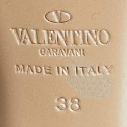 Pre Owned Valentino Red Patent Leather Bow Peep Toe Platform Pumps Size 38