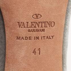 Pre Owned Valentino Grey Velvet Angelicouture Ankle Strap Sandals Size 41