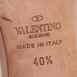 Pre Owned Valentino Dusty Pink Leather Crystal Embellished Angelicouture Ankle Strap Sandals Size 40.5