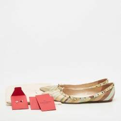 Pre Owned Valentino Multicolor Leather Rockstud Native Couture 1975 Ballet Flats Size 39