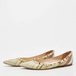 Pre Owned Valentino Multicolor Leather Rockstud Native Couture 1975 Ballet Flats Size 39