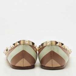 Pre Owned Valentino Multicolor Leather Rockstud Native Couture 1975 Ballet Flats Size 39