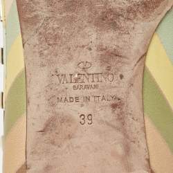 Pre Owned Valentino Multicolor Leather Rockstud Native Couture 1975 Ballet Flats Size 39