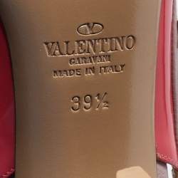 Pre Owned Valentino Pink Patent and Leather Rockstud Ankle Strap Pumps Size 39.5