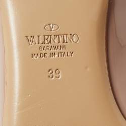 Pre Owned Valentino Dusty Pink Leather Rockstud Strappy Ballet Flats Size 39