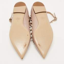 Pre Owned Valentino Dusty Pink Leather Rockstud Strappy Ballet Flats Size 39