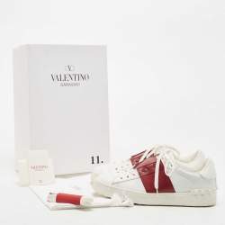 Pre Owned Valentino White Leather Rockstud Low Top Sneakers Size 38