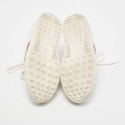 Pre Owned Valentino White Leather Rockstud Low Top Sneakers Size 38