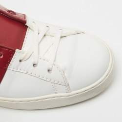 Pre Owned Valentino White Leather Rockstud Low Top Sneakers Size 38